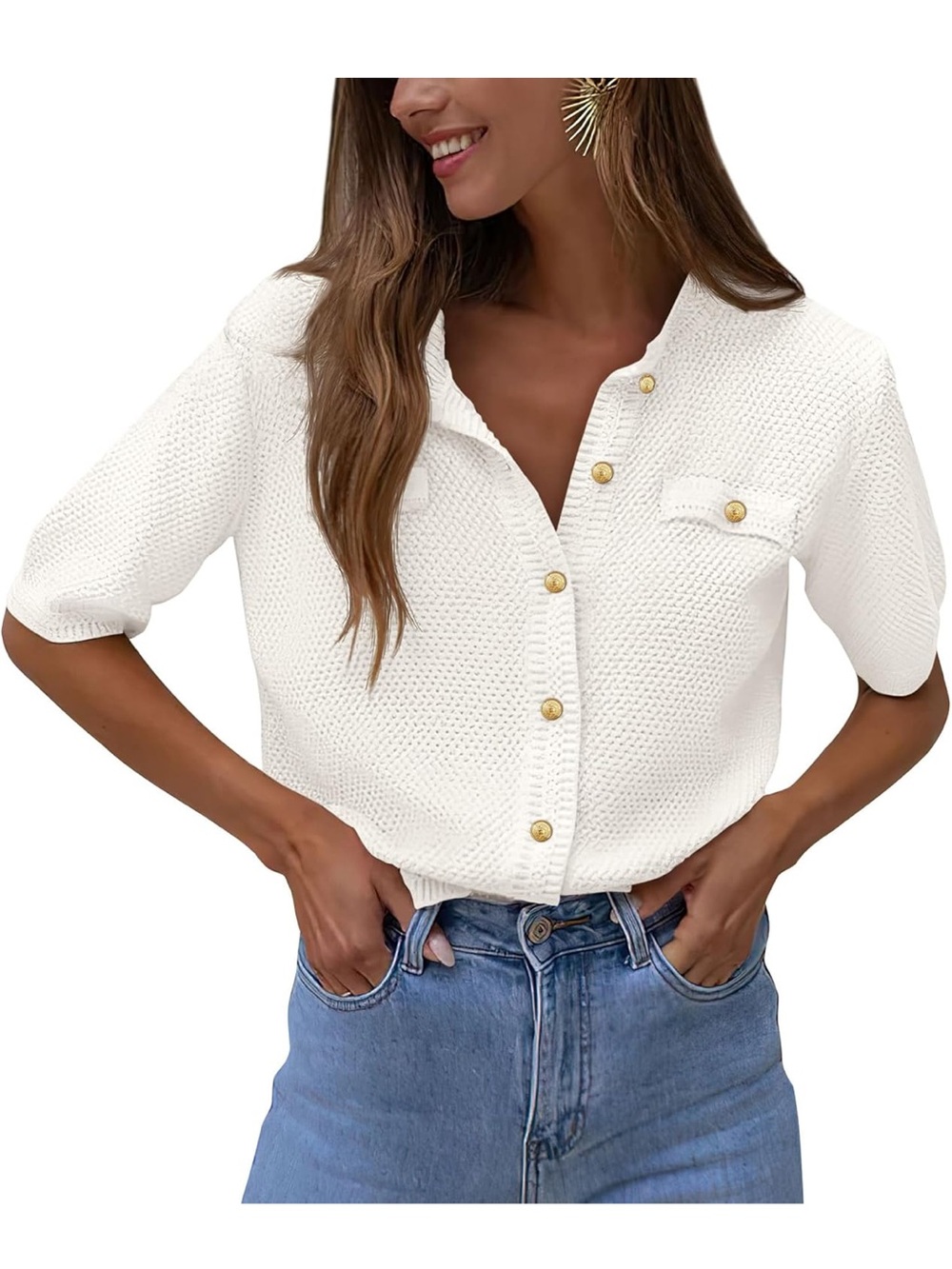 Knit button top